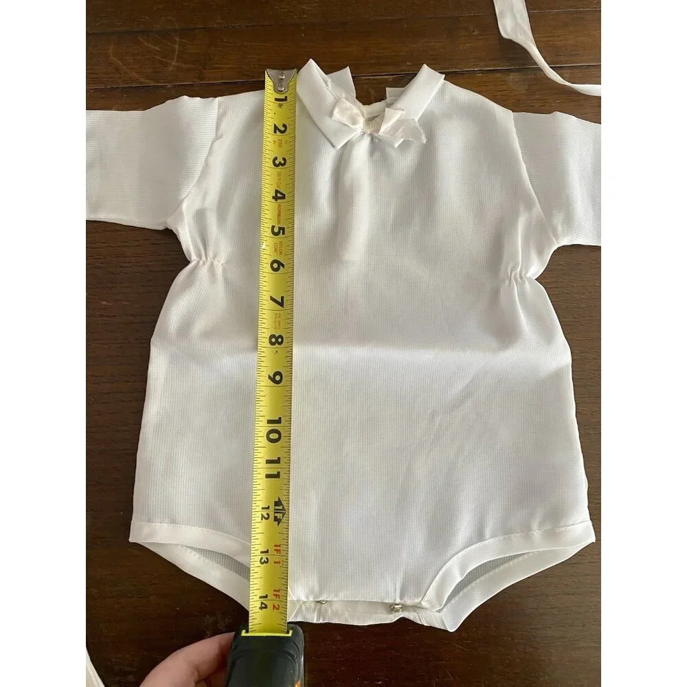 Phyllis‎ Baby Wear Infant Boys Christening Set Vest Romper Hat Vintage